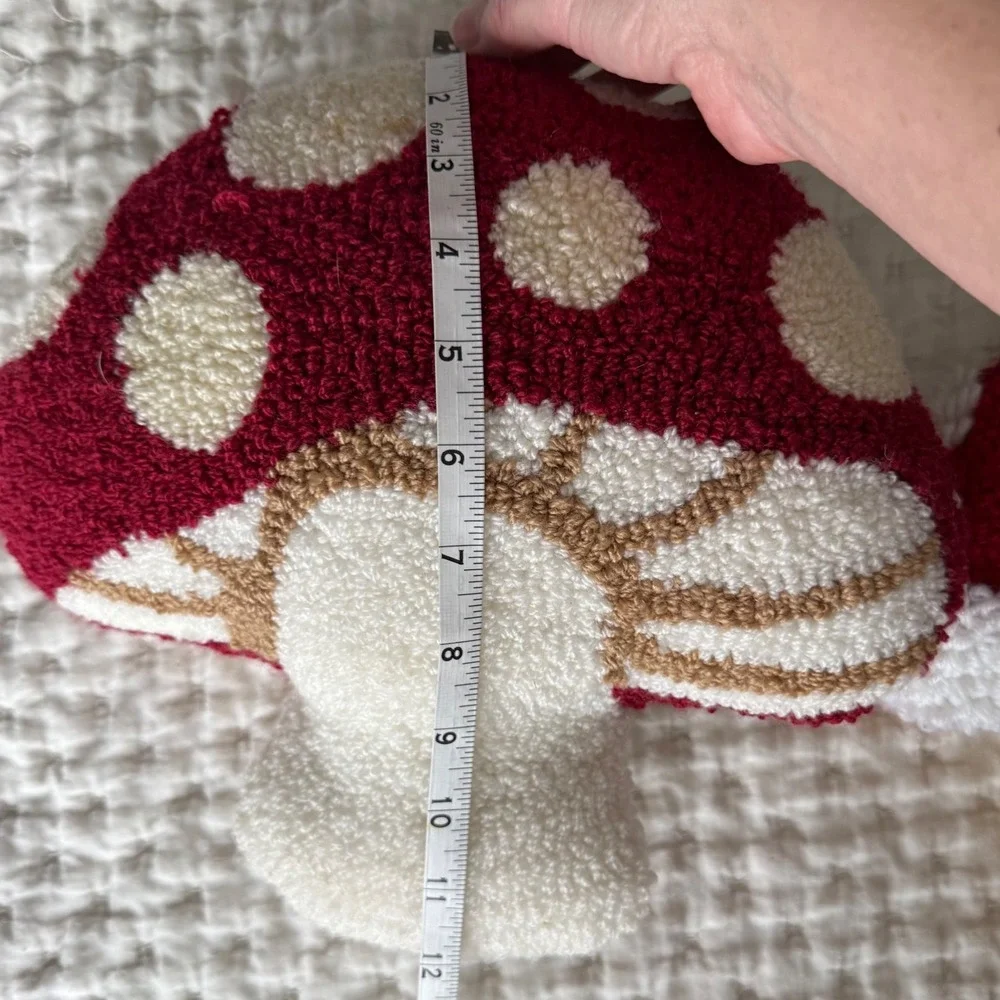 Pair of Mushroom Hooked Wool‎ Accent Pillows.